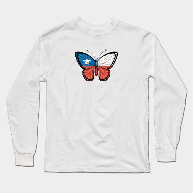 Chilean Flag Butterfly Long Sleeve T-Shirt by jeffbartels